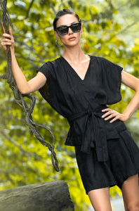 Top kimono negro