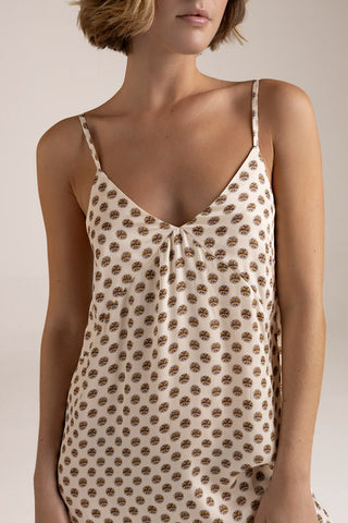 Camisola tiras Estampada Café