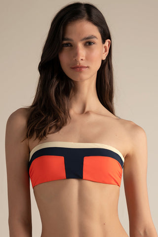 Top strapless bloque de color