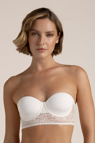 Sostén strapless con copa Marfil