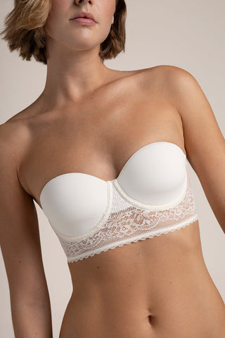 Sostén strapless con copa Marfil