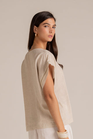 Camisa manga corta Marfil