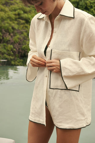 Camisa manga larga marfil