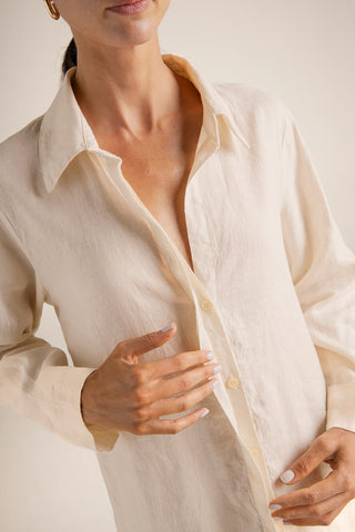 Camisa manga larga Marfil
