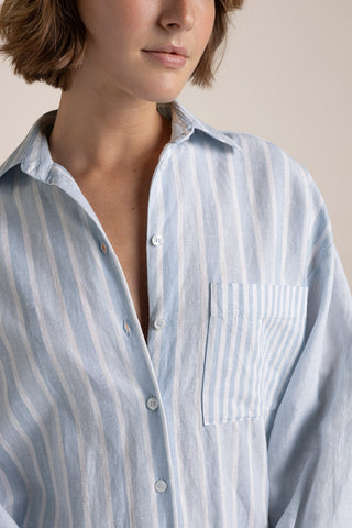 Camisón manga larga Rayas Azul