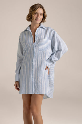 Camisón manga larga Rayas Azul