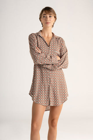 Camisón manga larga corbatero