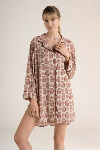 Camisón manga larga café