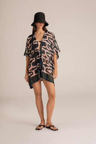 Cover up corto Estampado Rosa