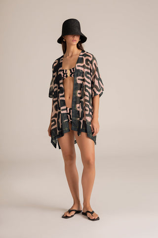 Cover up corto Estampado Rosa