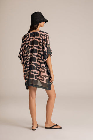 Cover up corto Estampado Rosa