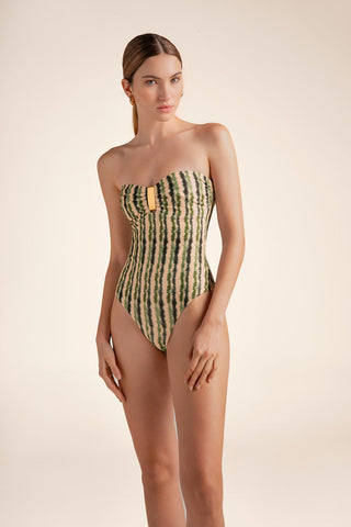 Entero bandeau Verde Rayas