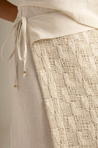 Falda Pareo larga tejida marfil