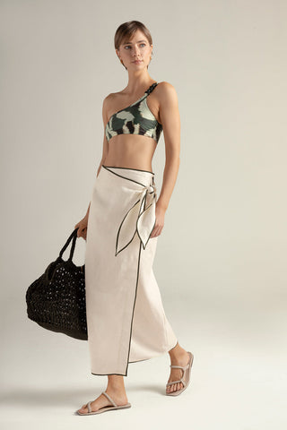 Falda pareo larga marfil