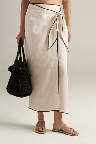 Falda pareo larga marfil