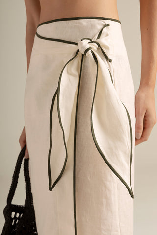 Falda pareo larga marfil