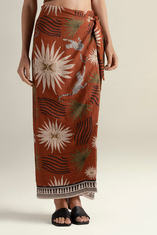 Falda pareo estampada café