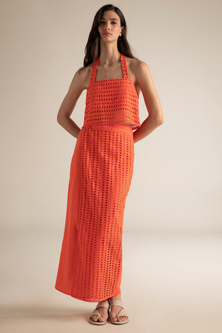 Top de tiras coral