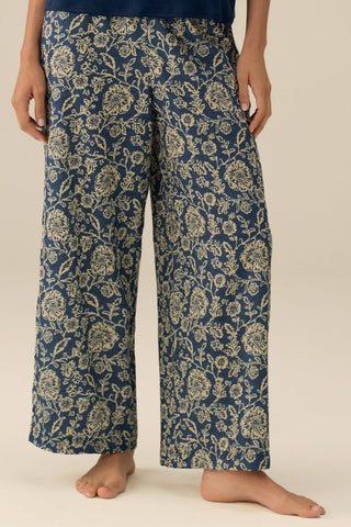 Pantalón capri ancho azul