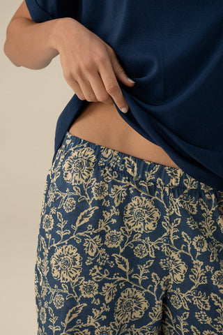 Pantalón capri ancho azul