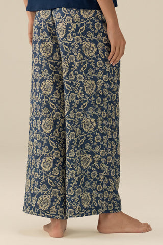 Pantalón capri ancho azul