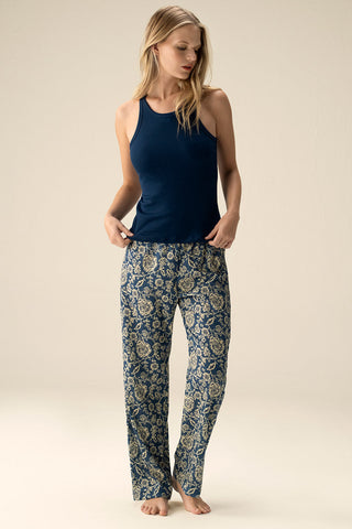 Pantalón capri recto azul