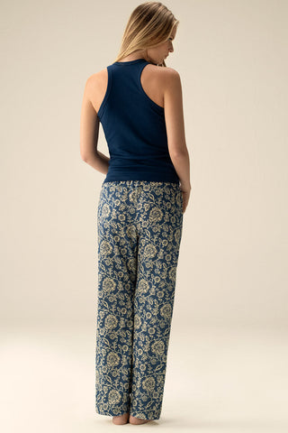Pantalón capri recto azul