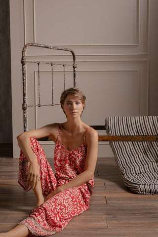 Pijama capri estampado rojo