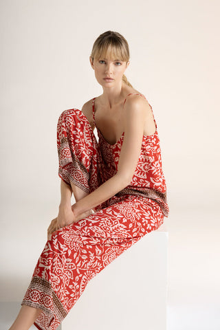 Pijama capri estampado rojo