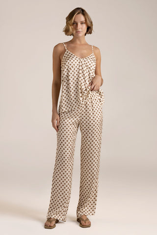 Pijama pantalón Estampada Café