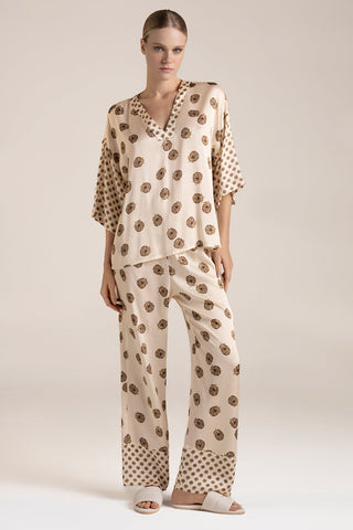 Pijama pantalón Estampada Café