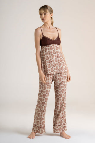 Pijama pantalón  estampada café