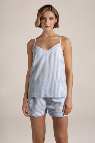 Pijama short Rayas Azul