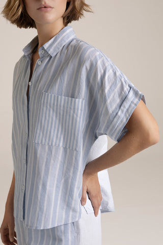 Pijama short Rayas Azul