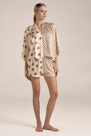 Pijama short Estampada Café