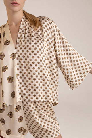 Pijama short Estampada Café