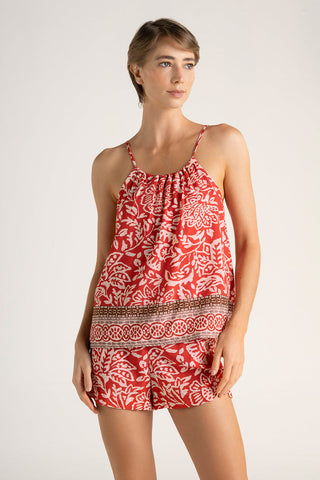 Pijama short  estampado rojo