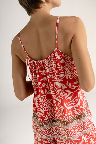 Pijama short  estampado rojo