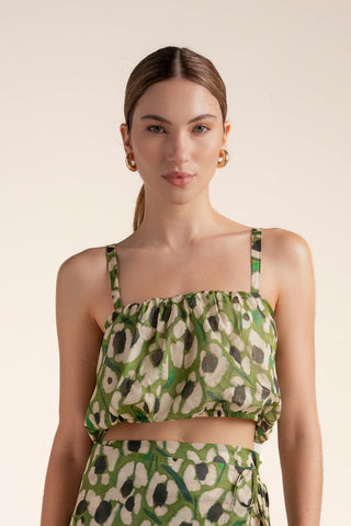 Top de tiras Verde Manchas