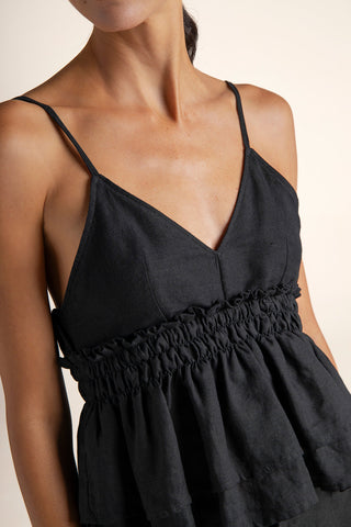 Top de tiras Negro