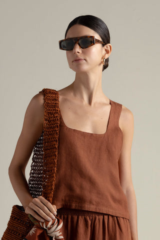 Top de tiras terracota