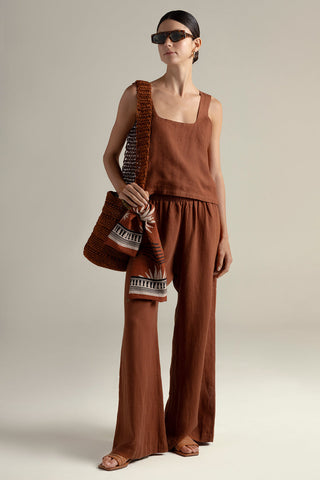 Top de tiras terracota