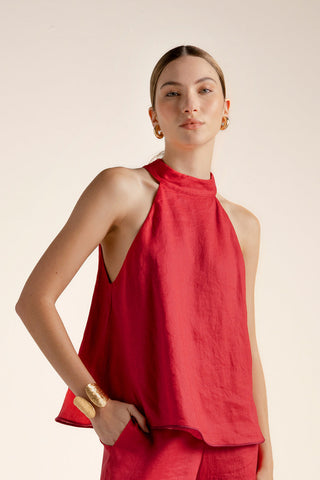 Top halter Rojo