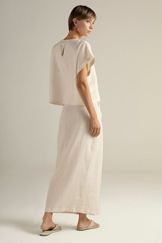 Falda Pareo larga tejida marfil