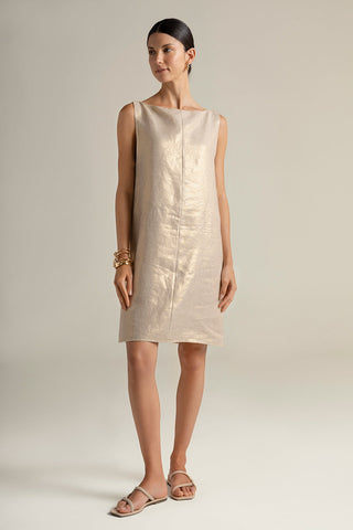 Vestido corto beige