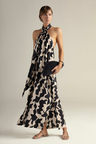 Vestido largo halter negro