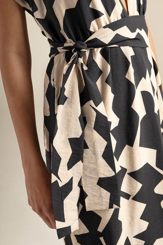 Vestido largo geométrico negro