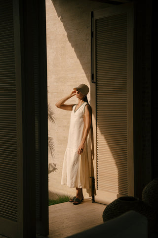 Vestido midi Marfil