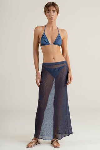 Falda larga Azul