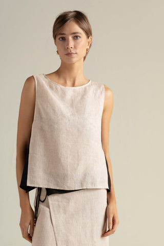 Top manga corta caqui